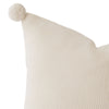 Aria Cotton Seedstitch Pillow and Throw Set with Pompoms: Cream