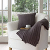 Luna Cable Knit Cotton Pillow and Throw Set: Charcoal