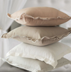 Leah Linen Pillow Cover With Embroidered Edge (White)