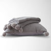 Aria Cotton Seedstitch Pillow and Throw Set with Pompoms: Cream