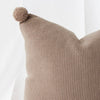 Aria Cotton Seedstitch Pillow and Throw Set with Pompoms: Cream