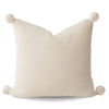 Aria Cotton Seedstitch Pillow and Throw Set with Pompoms: Cream