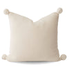 Aria Cotton Seedstitch Pillow and Throw Set with Pompoms: Mushroom