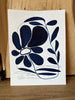 Mixed Media Painting On Paper-Navy Floral