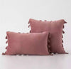 Velvet throw pillow covers with tassels Mauve