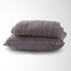 Luna Cable Knit Cotton Pillow and Throw Set: Charcoal