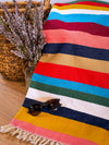 Spring Throw blanket - multi colour denim